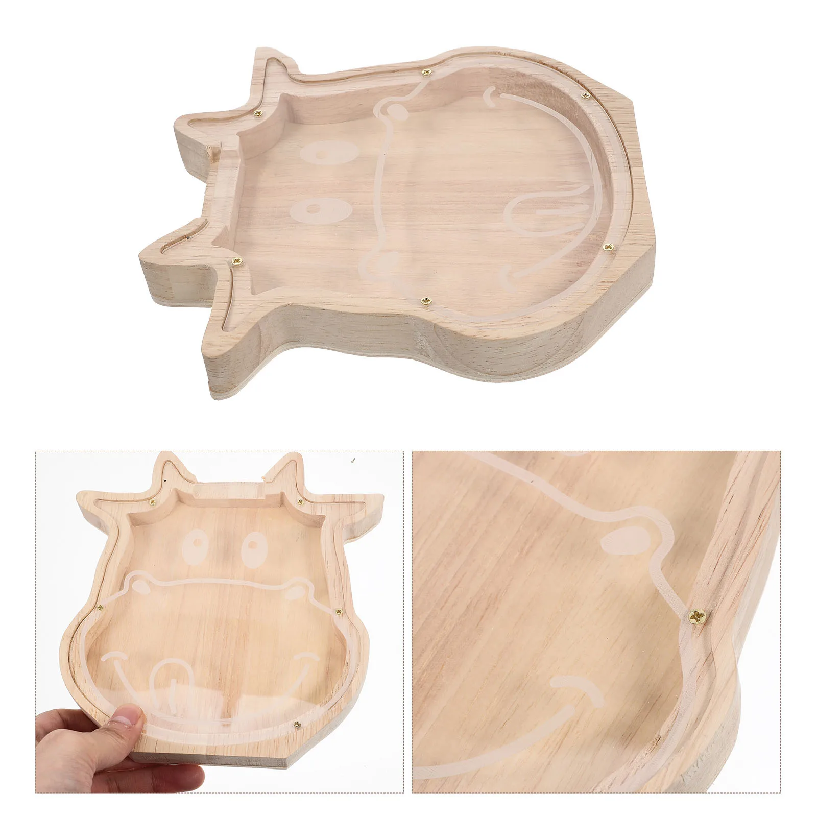 الكرتون البقرة عملة البنك سعة كبيرة خشبية الحيوان حصالة على شكل حيوان للأطفال الزخرفية صندوق توفير المال زخرفة سطح المكتب