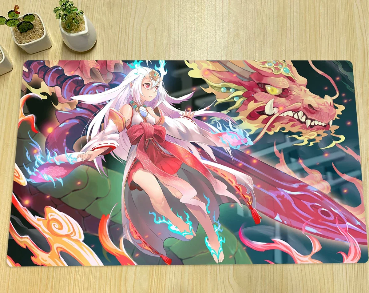 YuGiOh Kurikara Divincarnate Playmat TCG CCG Board Game Trading Card Game Mat Custom Anime Mouse Pad Rubber Desk Mat Zone & Bag