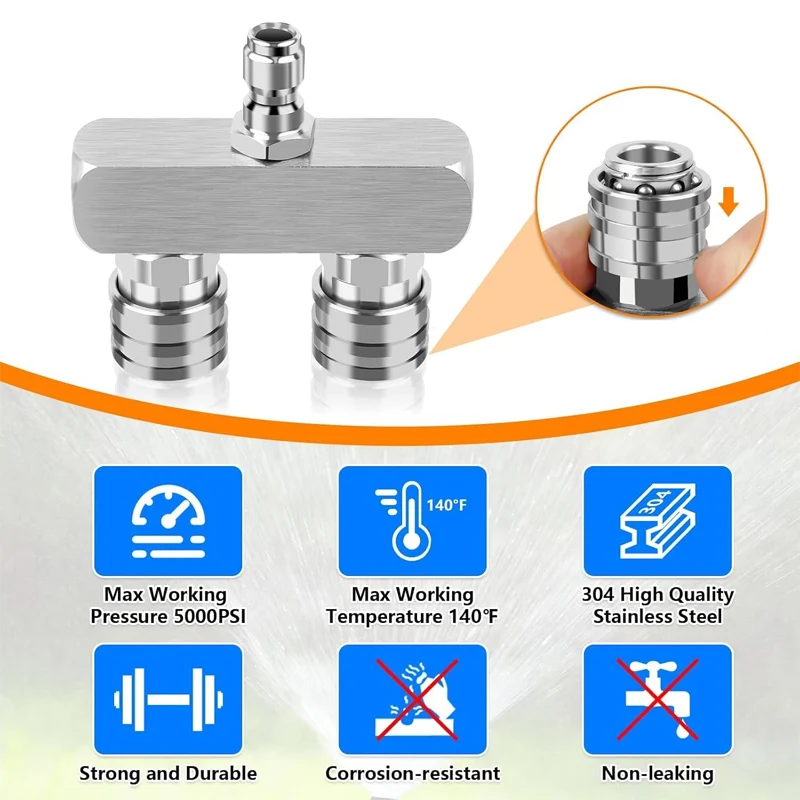 Pressure Washer Dual Turbo 2-in-1 Nozzle Tip 1/4'' Quick Connect with 5 Pack Pressure Washer Cleaner Gun Spray Nozzles Tips
