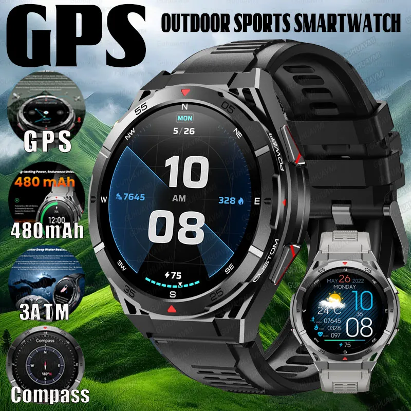 2025 New Dual-Band GPS Positioning Altitude Air Pressure Compass Outdoor Smartwatch Bluetooth Calling Message Ai Assistant Watch