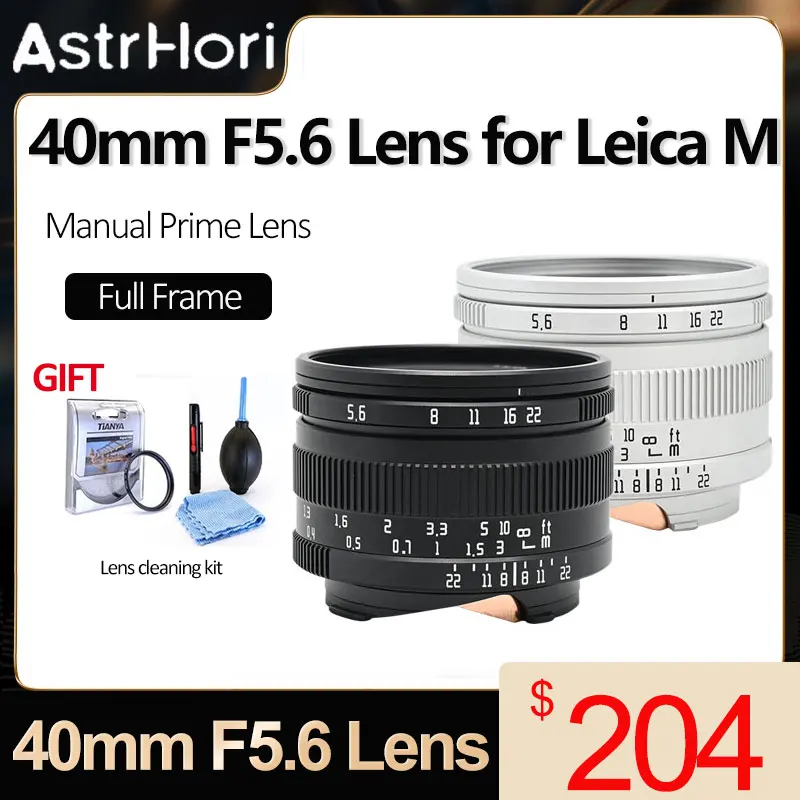 

AstrHori 40mm F5.6 M Full Frame Manual Prime Camera Lens for Leica M mount Camera M11 M240 M3 M6 M7 M8 M9 M9p M10 MP M240P