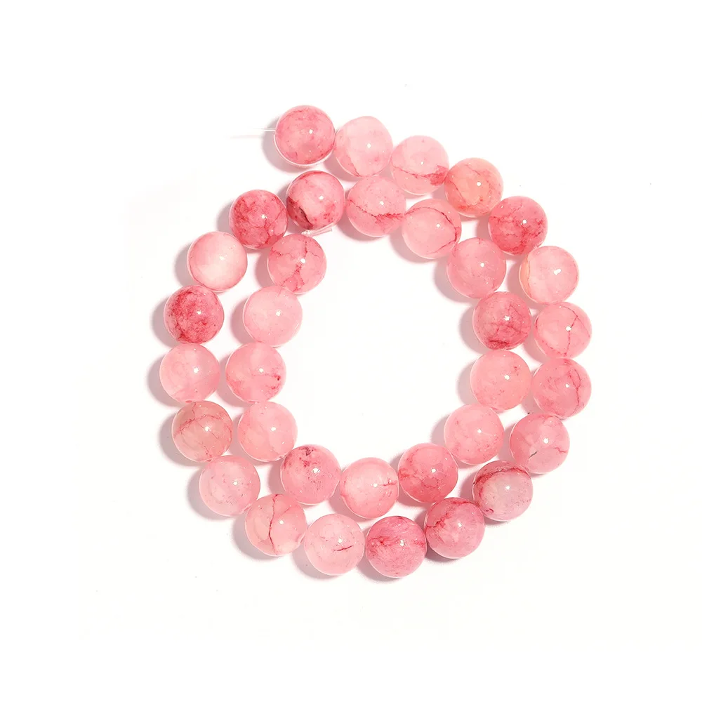 1 Strand Natural Persian Jade Stone Beads Pink Color Loose Spacer Gem Bead for Jewelry Making DIY Bracelet Necklace Accessories image 6