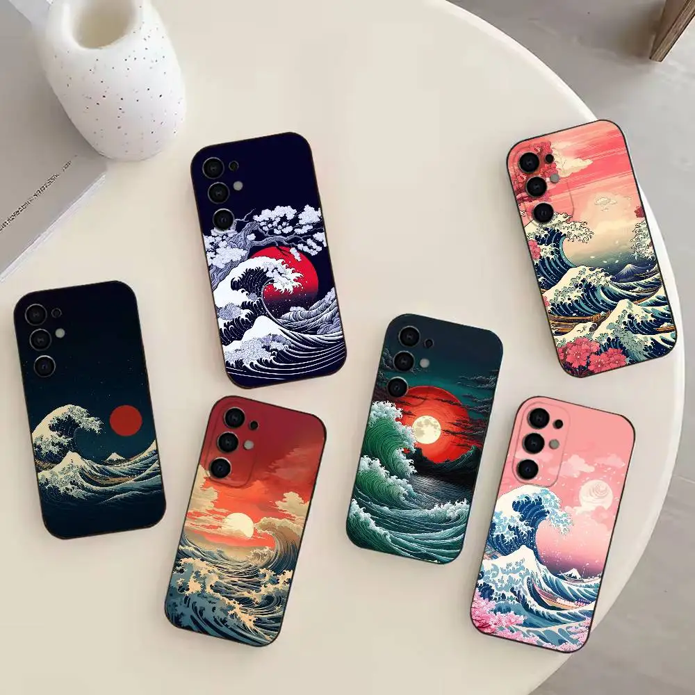 

Ocean Waves Ukiyo-e Creative Phone Case For Samsung S25,S24,S21,S22,S23,S30,Ultra,S20,Plus,Fe,Lite Black Shell