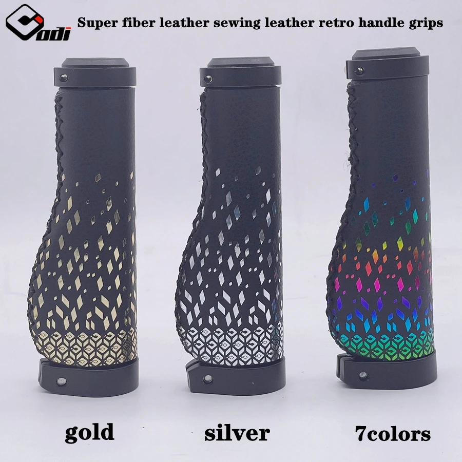 Odi Fiber Genuine Leather Bike Grip Bicycle Handlebar Cover Scooter Retro Hand Sewing Grips MTB Road Bike Cycling Accessories