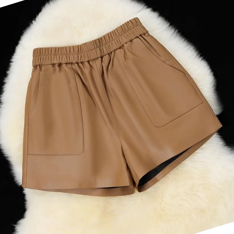 

Free shipping,Women fashion Genuine leather shorts.soft real sheepskin shorts.Daily quality casual lady leather Shorts.Young