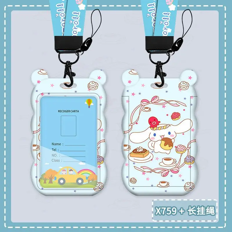 Cinnamoroll-portatarjetas de identificación para estudiantes, funda bonita para tarjetas de crédito, cordón para el cuello con escudo de dibujos animados, gran oferta, 2024