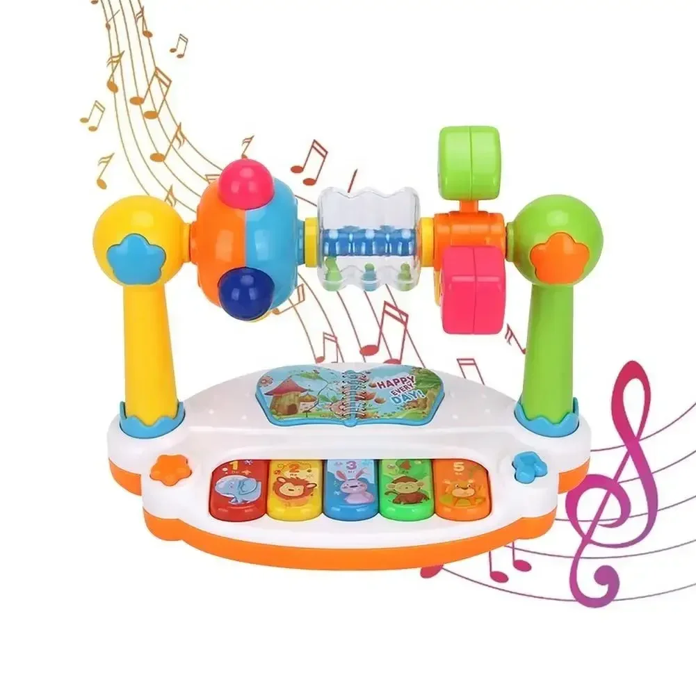 Music Electronic Organ Toys Early Education Baby Activity Set Piano 5 Keys Keyboard Toys for Kids Musical Instruments with Light