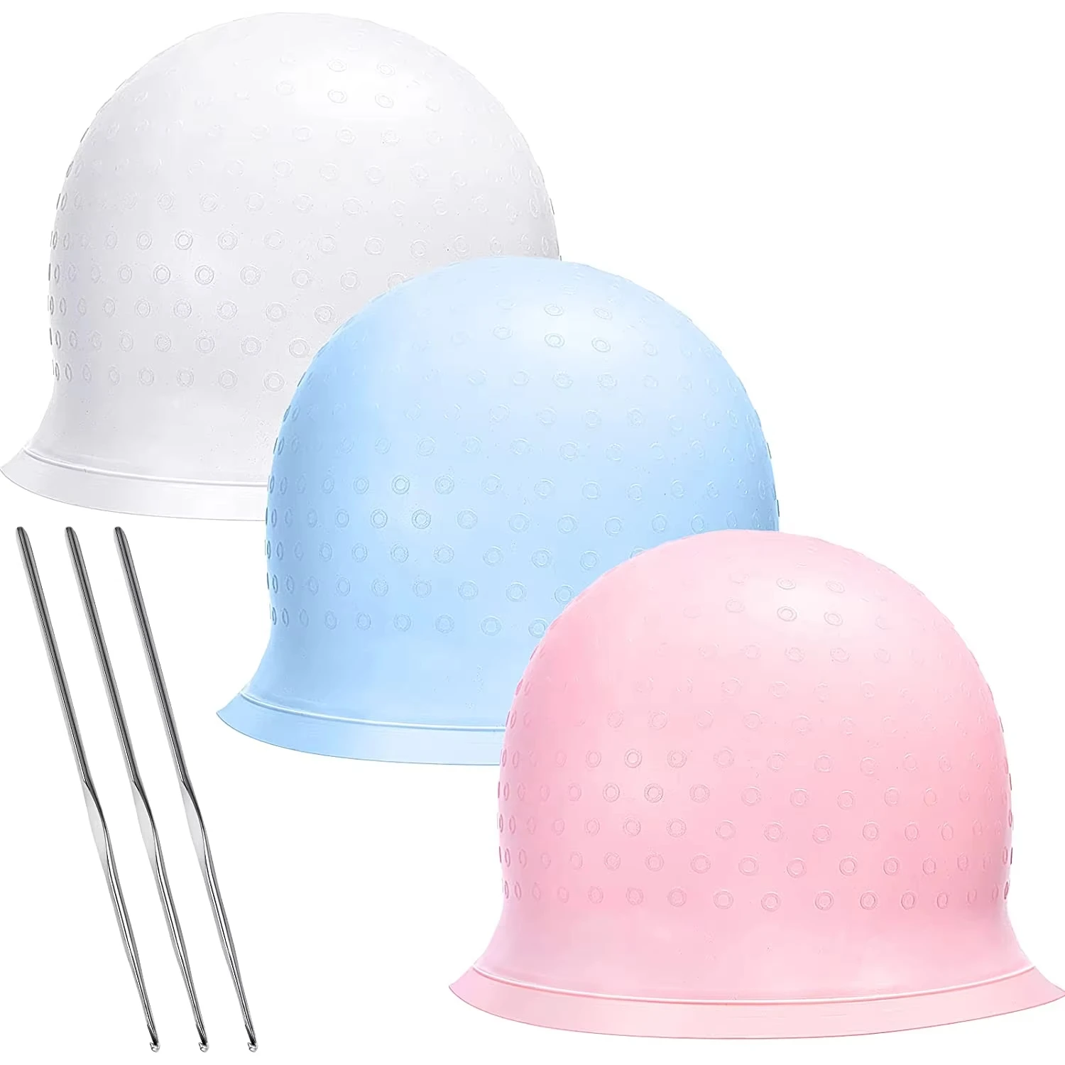 1pcs Silicone Hair Coloring Cap Hook Needle Pink Professional Dyeing Tool Highlight Dyeing Frosting Dyeing Hats Barber Hair