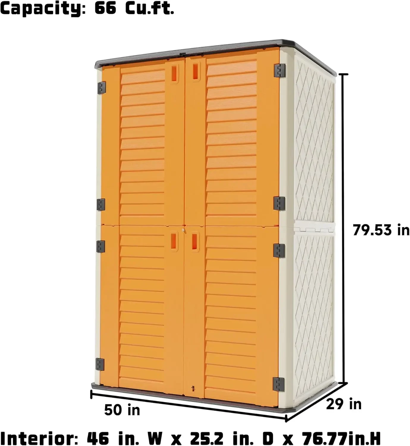 Outdoor Storage Shed Lockable,Outdoor Storage Cabinet with Floor, 4×2.5×6.6 FT Double-Layer Storage Shed for Power Equipment