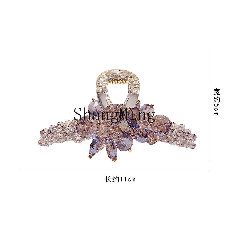 

DSA Diamond Pink Crystal Flower Grab Clip Delicate Back Head Disc Hairpin Hair Accessories