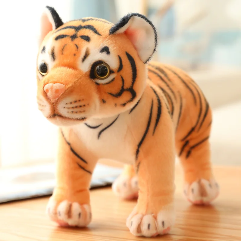 25-30cm Realistic Small Tiger Plush Toy Three Poses: Lying, Standing, Sitting Tiger Stuffed Doll Tiger Decorative Model Ornament