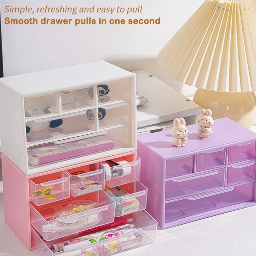 Multi-layer Desktop Storage Box Large Capacity Dustproof Organizing Box Send Stickers Transparent Six Grid Bead Drawer Jewelry