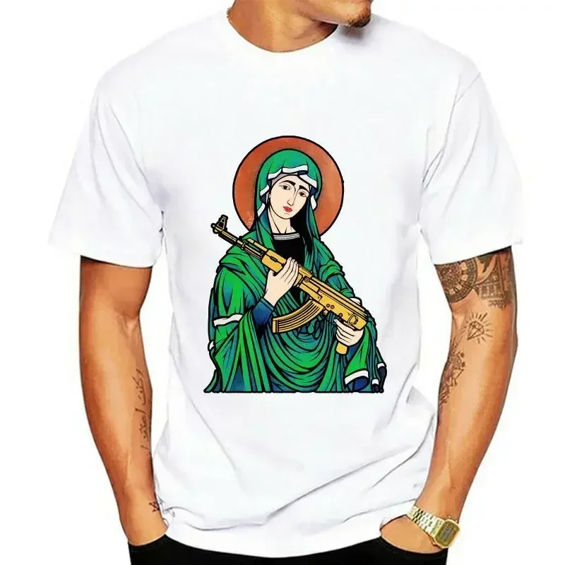 Funny Kalashnikov Gun T Shirt Humor Graphic Printed Man Tops Streetwear Soft TeeNew Arrival Blessed Virgin Mary Madonna T-shirt