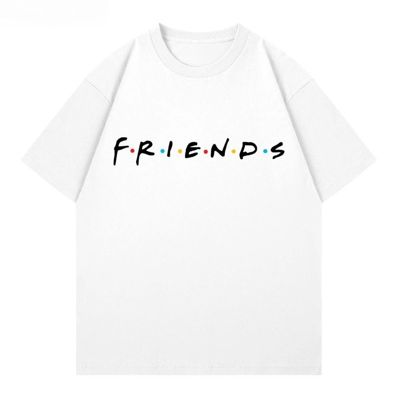 

FRIENDS FRIENDS Классические линии Футболка с короткими рукавами с интересным принтом Литературная мужская и женская летняя свободная хлопковая футболка для отдыха
