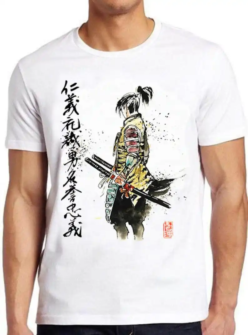 

Samurai Japanese Calligraphy with Sword Manga Anime Art Drawing Gamer Cult Meme Movie Music Cool Gift Tee T Shirt 1050