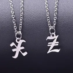 Cute Old English Alphabet Pendant Necklace Link Chain Stainless Steel A-Z Letters Necklaces For Women Men Jewelry Vintage Choker