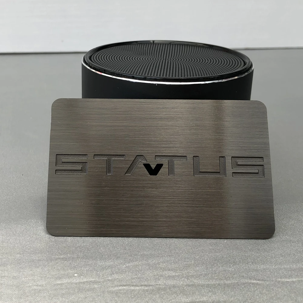 

Brushed metal membership card stainless steel electroplating black business card design and production