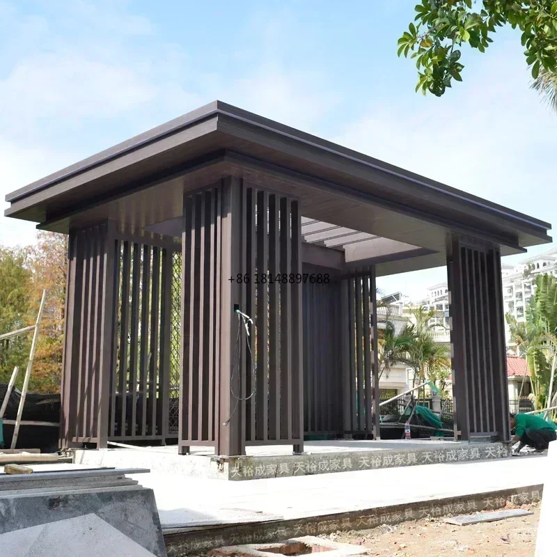 Aluminum alloy pavilion modern new Chinese style outdoor courtyard leisure four corner pavilion outdoor villa garden flat top