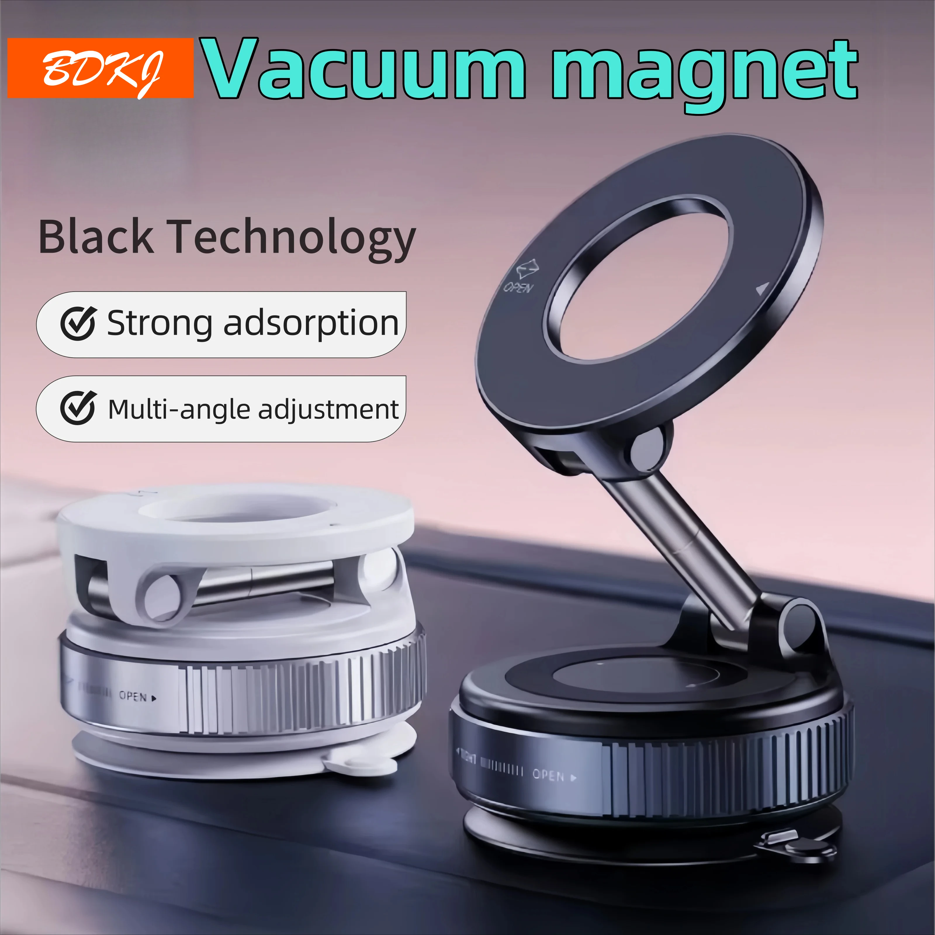 

Strong Magnetic Car Phone Holder Foldable Design 360°Adjustable Vacuum Holder for Car/Desk/Bathroom/Universal with Magnetic Coil