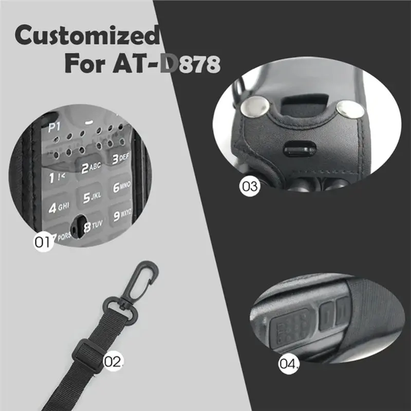 A24U Soft Leather Protective Case Cover Bag For Anytone AT-D878UV AT-D878UVPLUS Walkie Talkie Radios- Includes Belt Clip