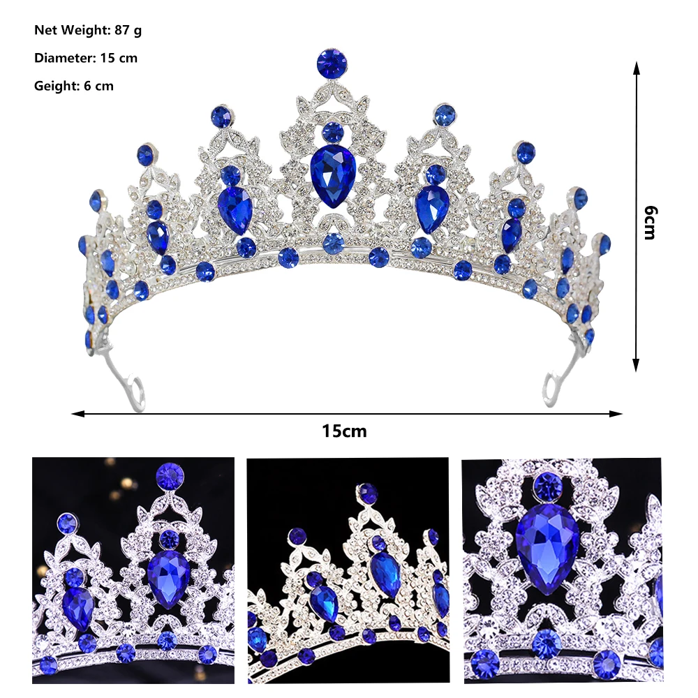 Barokke retro zilveren bruids tiara – bruiloft bal kroon accessoire verjaardagsfeestje koningin prinses zendspoel