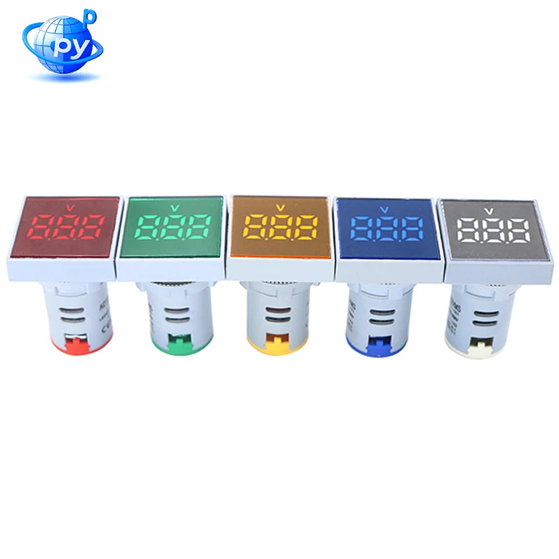 Digital AC Voltmeter 20-500V 22mm Mini Square LED Panel Voltage Meter Monitor Gauge with Backlight for Industrial Control Panel