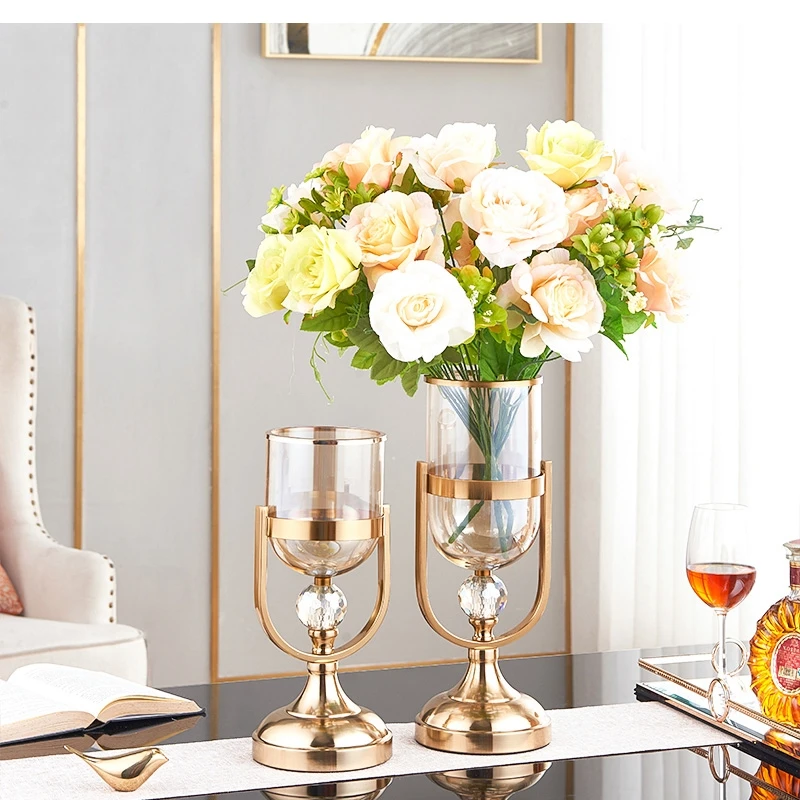 

Light Luxury Vase Modern Minimalist Creative Living Room TV Cabinet Glass Flower Utensils American Home Dining Table Decoration