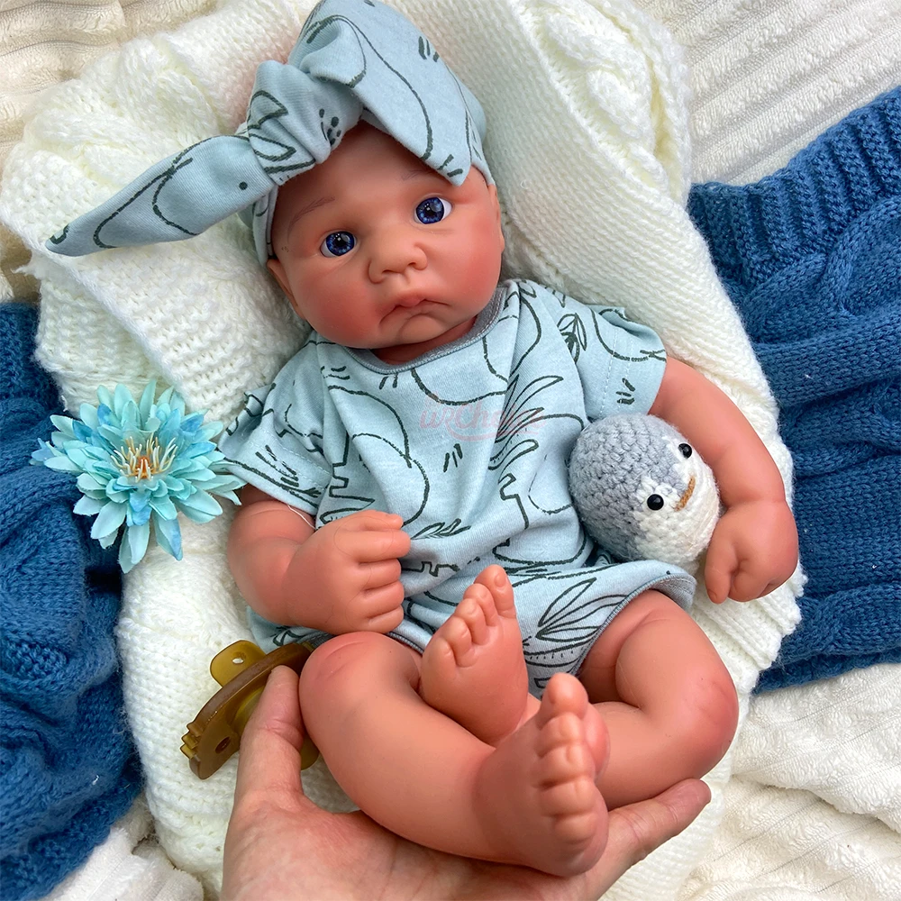 

17-дюймовая полностью силиконовая кукла-реборн мальчик с открытыми глазами, реалистичная, с эффектом веса, изысканная текстура, подарок