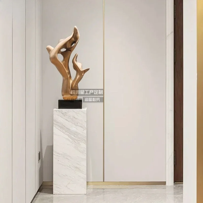 Home Entrance Modern Simple Abstract Sales Department Front Desk Living Room Stainless Steel Metal Sculpture Soft Decoration Hot