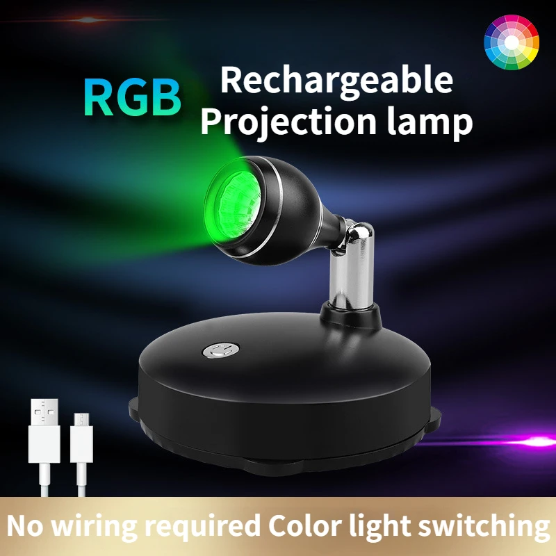 

USB Rechargeable LED Floodlight Wall Lamp Intelligent Remote Control RGB Home Hotel Decoration Atmosphere Spotlight