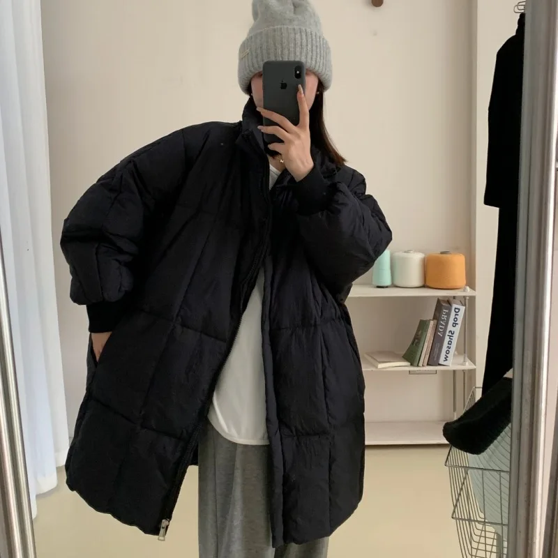 Jaqueta grossa e quente para mulheres, parka acolchoada de algodão, casaco de bolso vintage, outerwear da moda coreana, novo, 2023