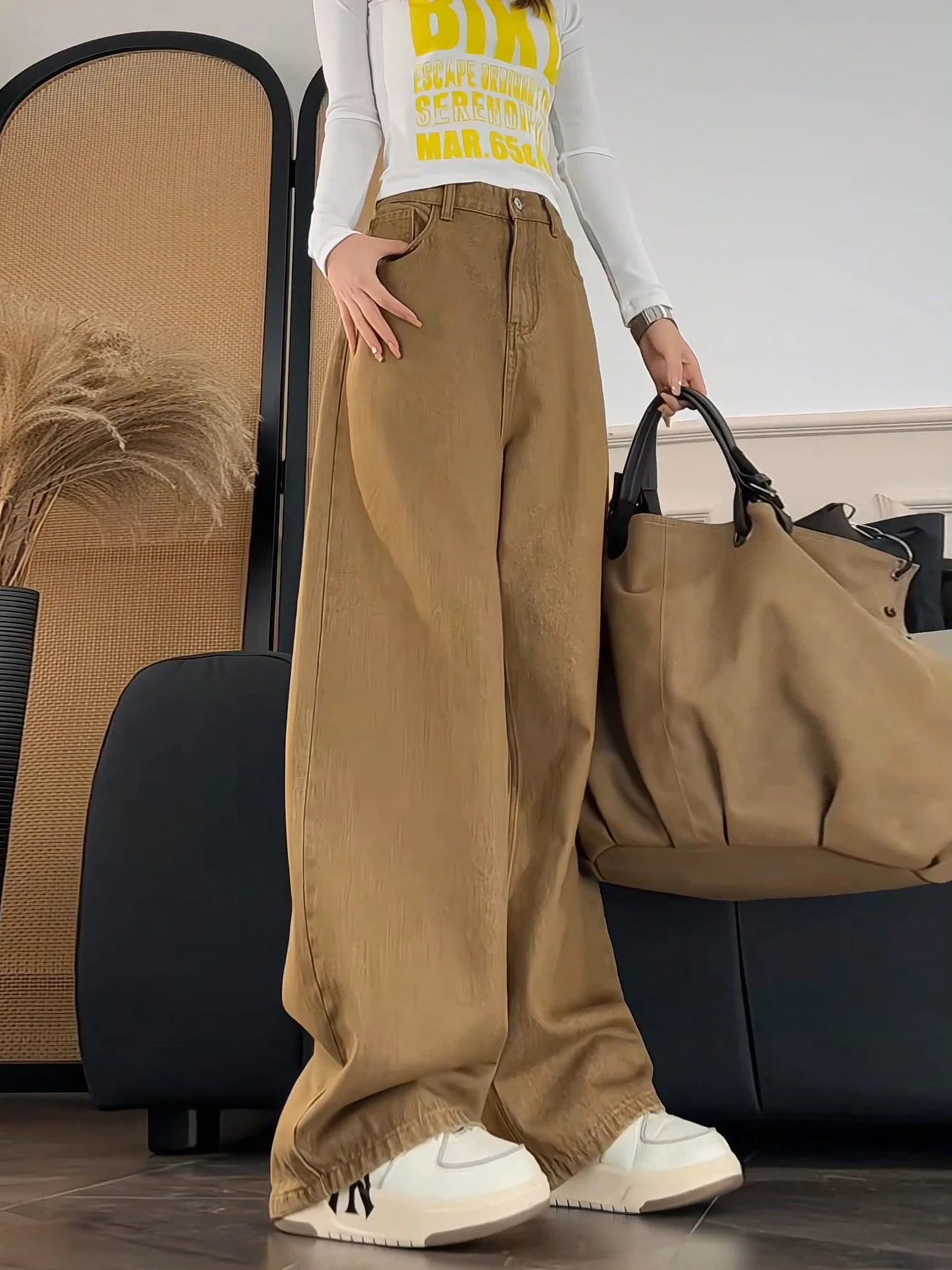 

Мужские джинсы Ce Brown прямого кроя, свободные, широкие, с высокой талией, утягивающие, в стиле кэпри, молодежные, модные, износостойкие