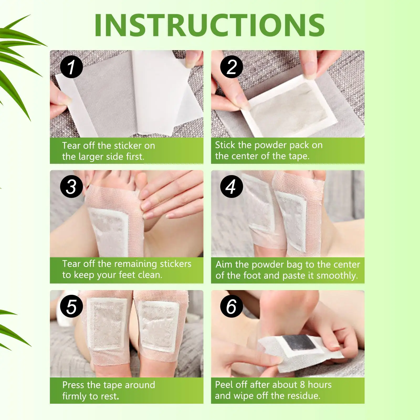 Natural Detoxification Foot Patch 10pcs/box, Foot Deep Sleep Herbal Detoxification Patch, Relieve Foot Care Stress Patch