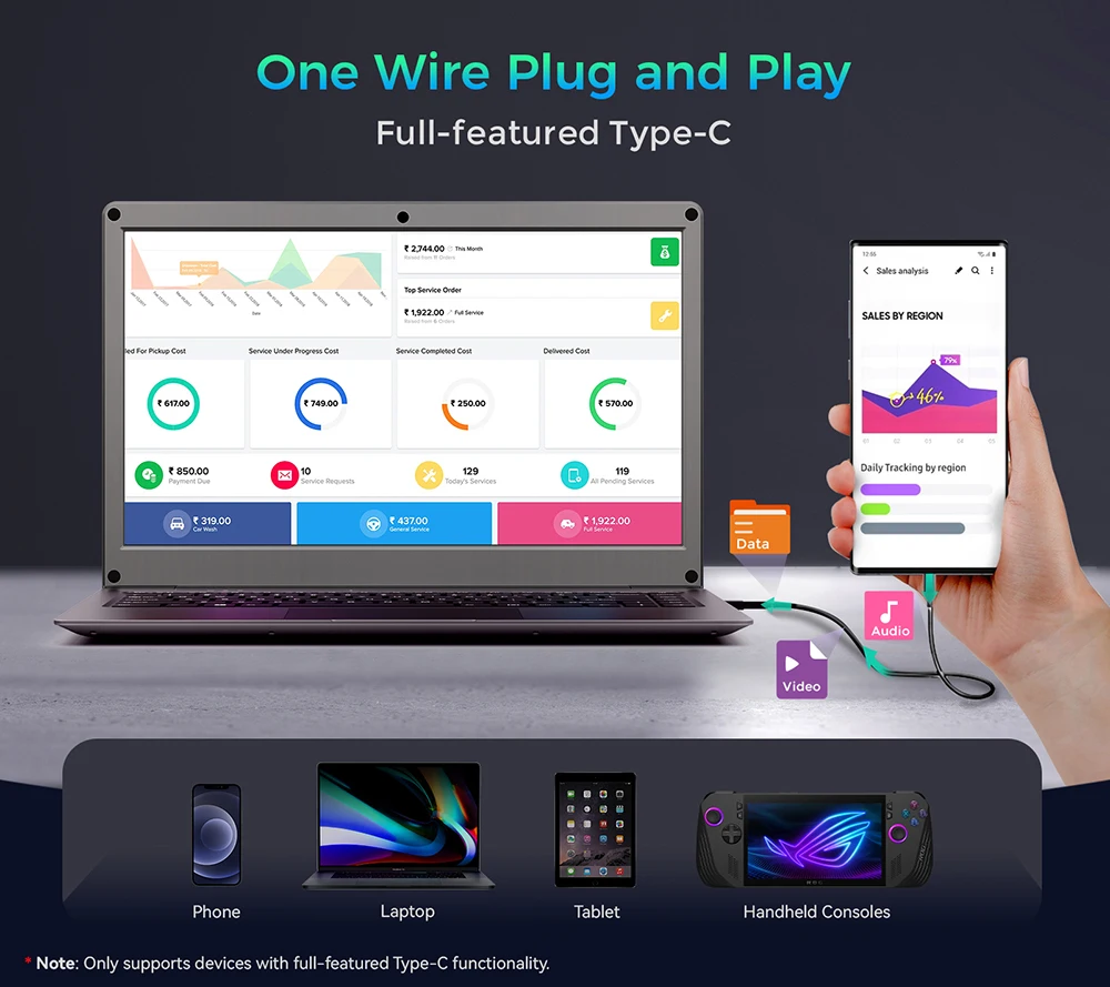 Crowview-ノートポータブルモニター、オールインワン、電話からラップ