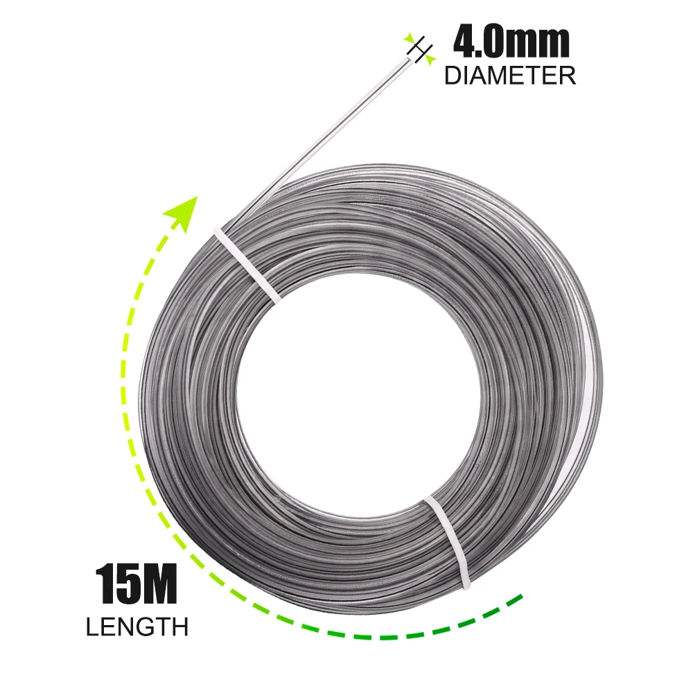 CMCP 2-4mm*15m Freischneider-Trimmerseil Pentagramm Nylon Mähfaden Trimmerleine Freischneider-Drahtseil Zubehör