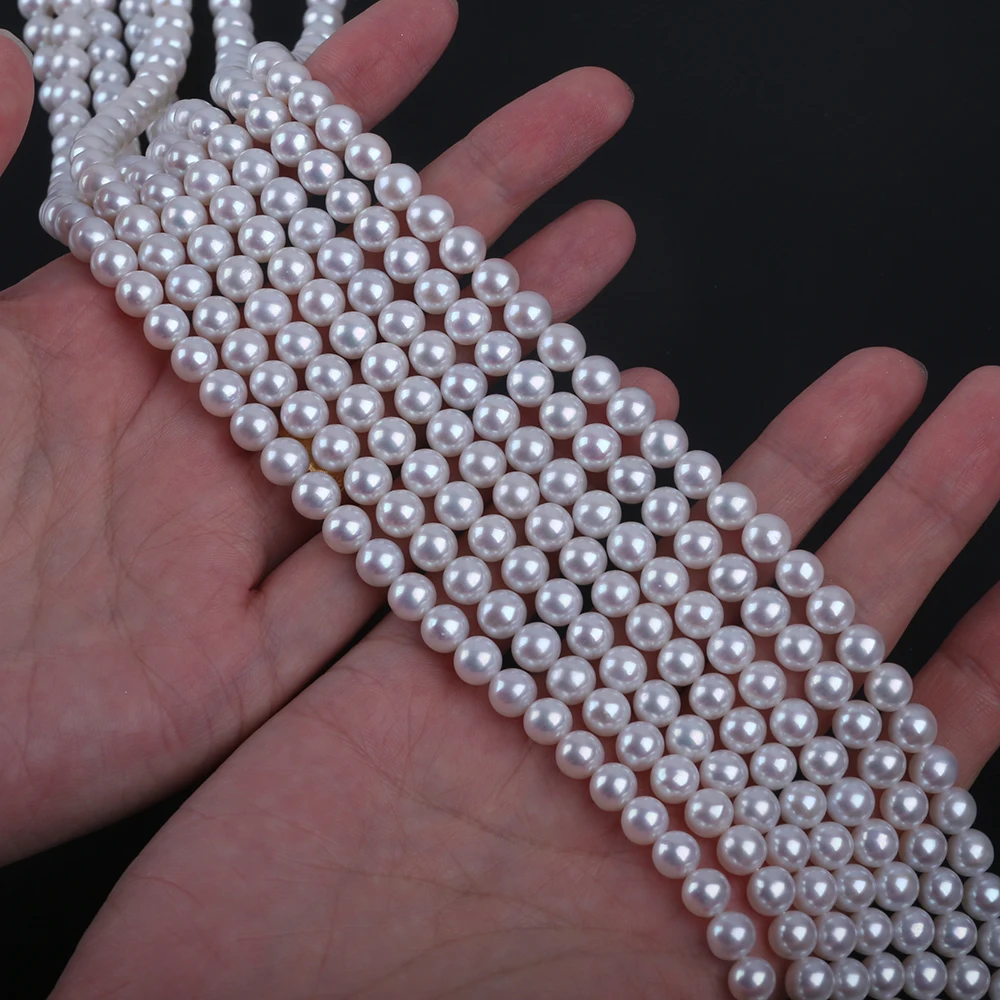 

Top Quality International Size 6.5-7mm Perfect Round Pearl Almost Flawless Natural Freshwater Pearl String For Women Necklace