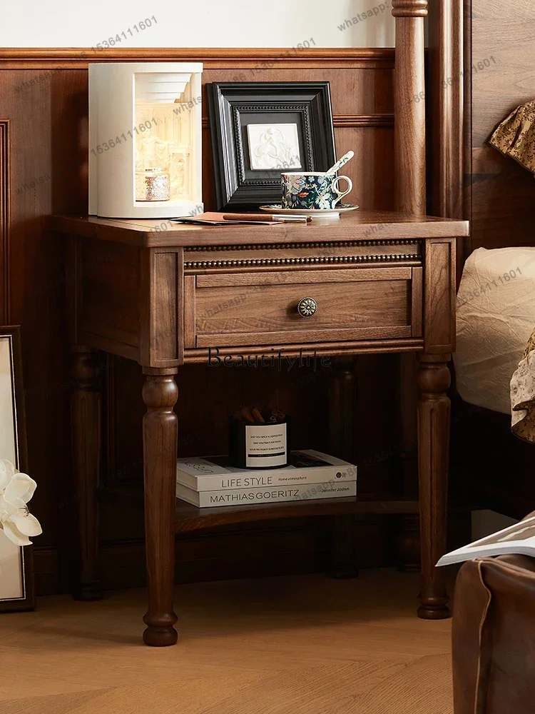 

12All solid wood bedside table, black walnut storage rack storage cabinet