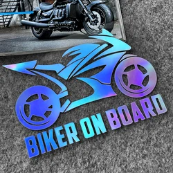 Reflective Car Stickers Biker on Board Decor Motorcycle Moto Scooter Auto Body Windshield Decal Accessories for Honda Ducati