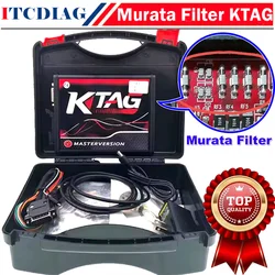 Online 2.80 EU Red Kess V5.017 OBD2 Manager Remap Kit K-TAG V8.000 KTAG V7.020 4 LED BDM Frame 22pcs Adapters ECU Flash Tool