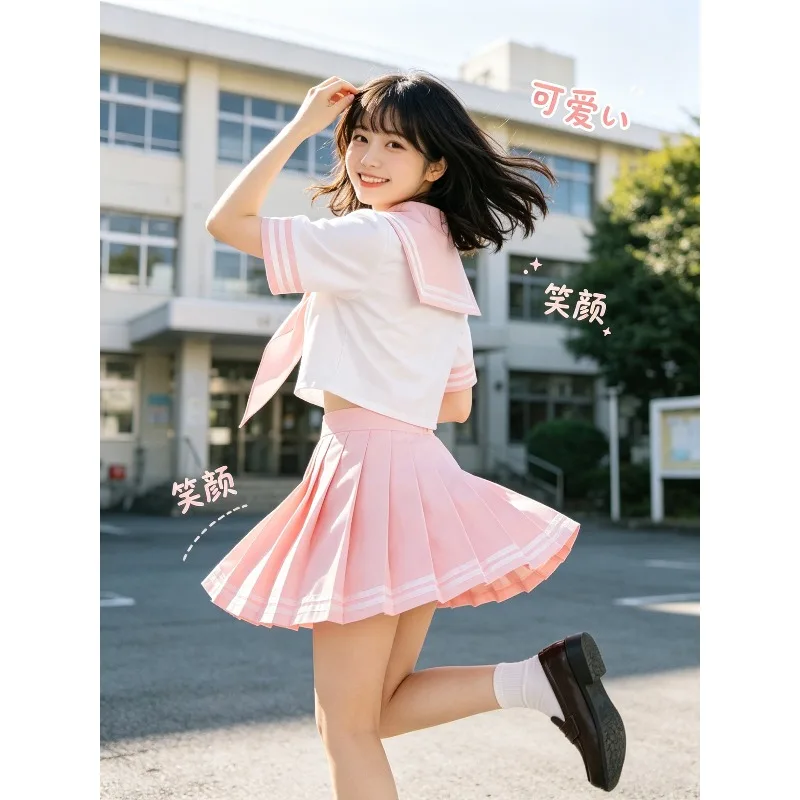 アニメコスプレセーラー襟付き制服長袖プリーツスカート和風キュートパーティー日常ロールプレイコスチュームセット着用