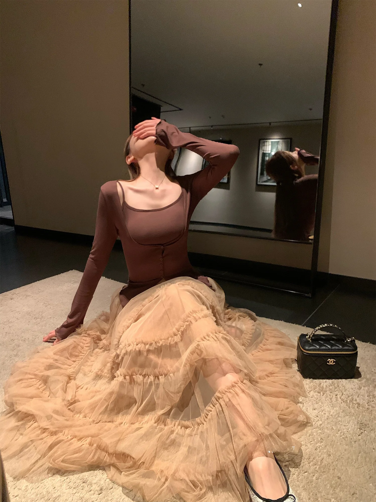 

Юбка OKJJ Fairy Aosphere с деревянной отделкой, плиссированная, с высокой талией, с большим оборотным подолом, многоярусная, женская, весенняя коллекция