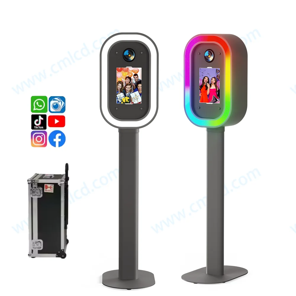Salsa Style Ellipse Photo Booth for iPad with Camera LED RGB Lighting Quick Setup Portable for Events Dslr Photobooth Machine