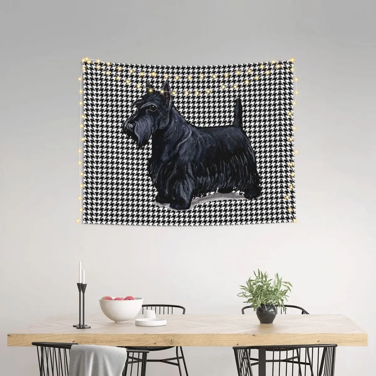 Personalizzato Scottish Terrier pied de poule arazzi per biancheria da letto Pet Scottie Dog Hippie appeso a parete arazzo decorazione della casa