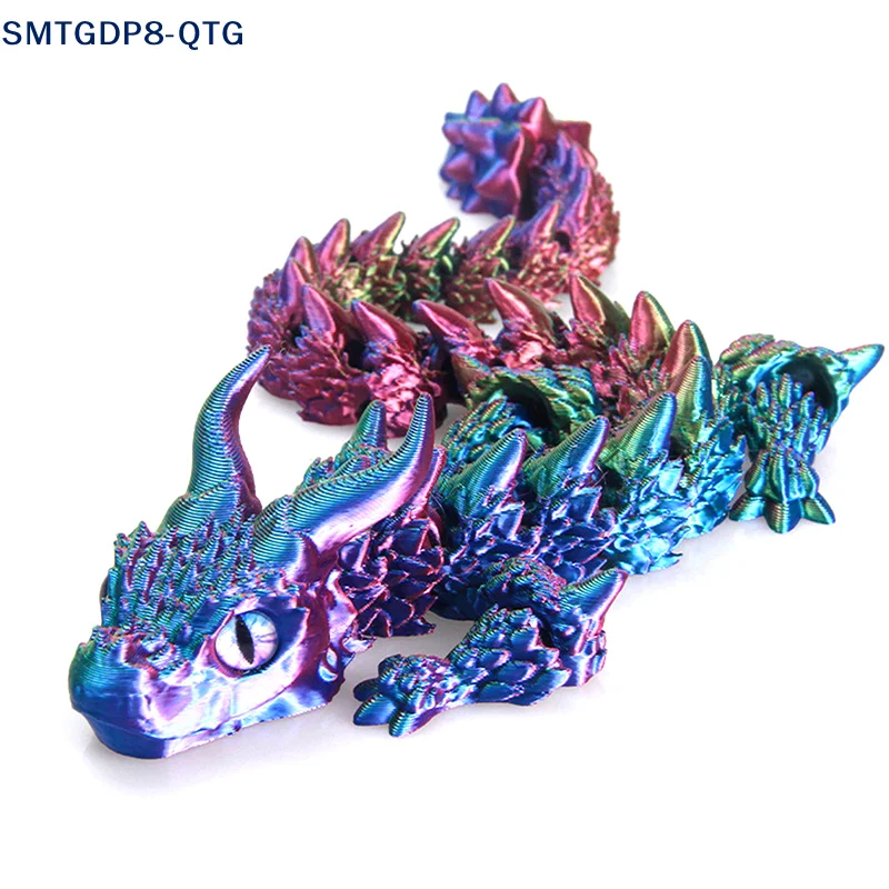 Hot! Creative 3D Printed Dragon Ornament Toys Multi-Jointed Dragon Model Movable Rotatable Joints Desktop Ornaments Kids Toys