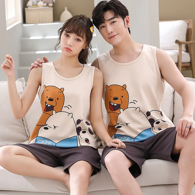 Pijama Sin Chan Man Pajama Sinchan Cotton Summer Short Sets Japanese Pajamas for Couples Man and Woman Sleepwear 2022