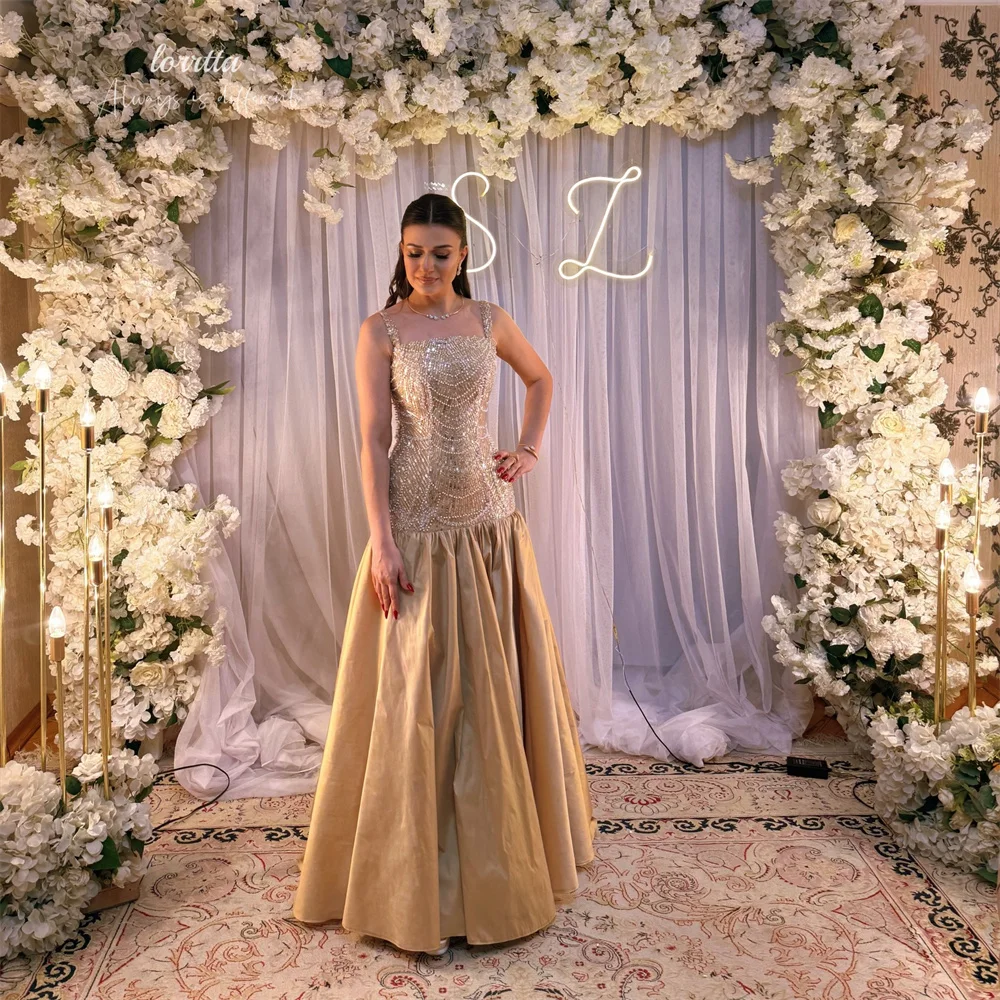 Lorrtta Sequin Square Collar Champagne Ball Gown Formal Evening Gown Elegant Luxury Women's Sequined Customized Robes De Soirée