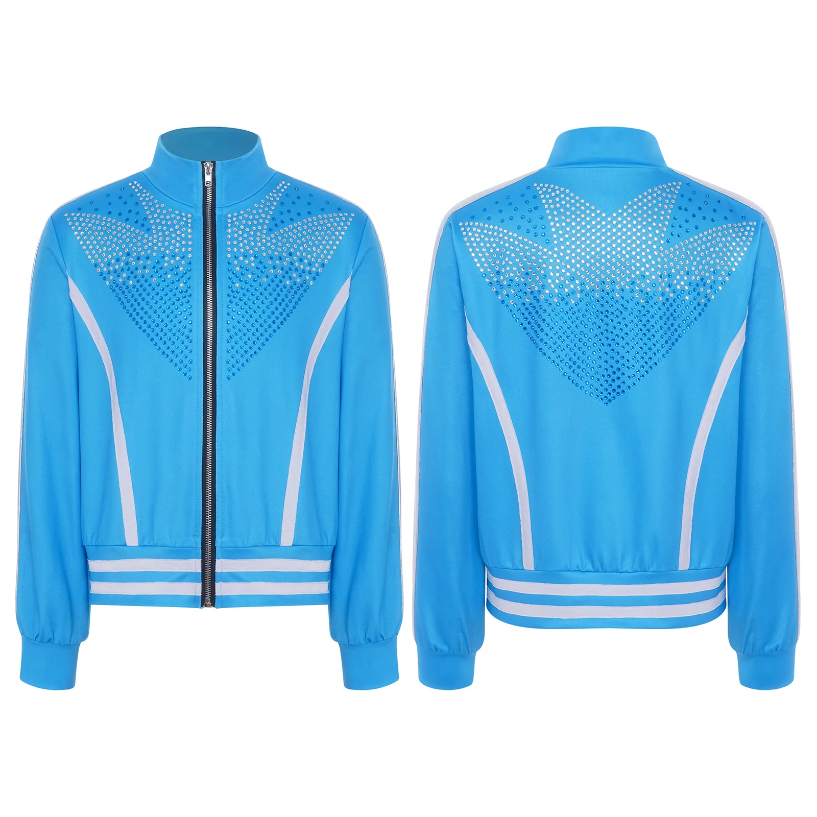 الأطفال الأولاد طويلة الأكمام الشكل التزلج على الجليد التزلج على الجليد زي لامعة الراين جاكيت زيبرا أعلى لأداء الممارسة