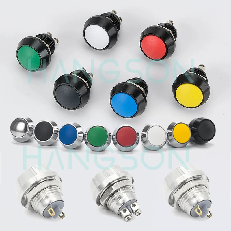 12MM Dome Head Momentary Push Button Switch Screw Terminal Push Button 3A 220V Solder Terminal Colorful Metal Button Switch