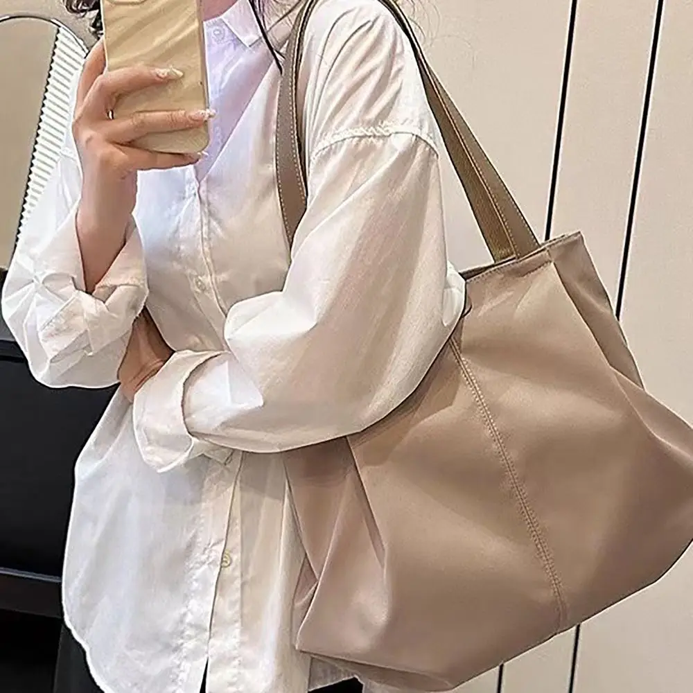 Top Handle Tote Bag Classic Multiple Pocket Canvas Shoulder Bag Large Capacity Handbag College Student