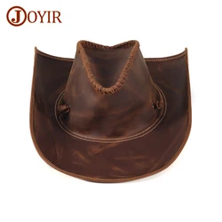 JOYIR Genuine Leather Men Western Cowboy Hat Vintage Cap Handcrafted Western Shapeable Durable Large 60CM Outback Hat New